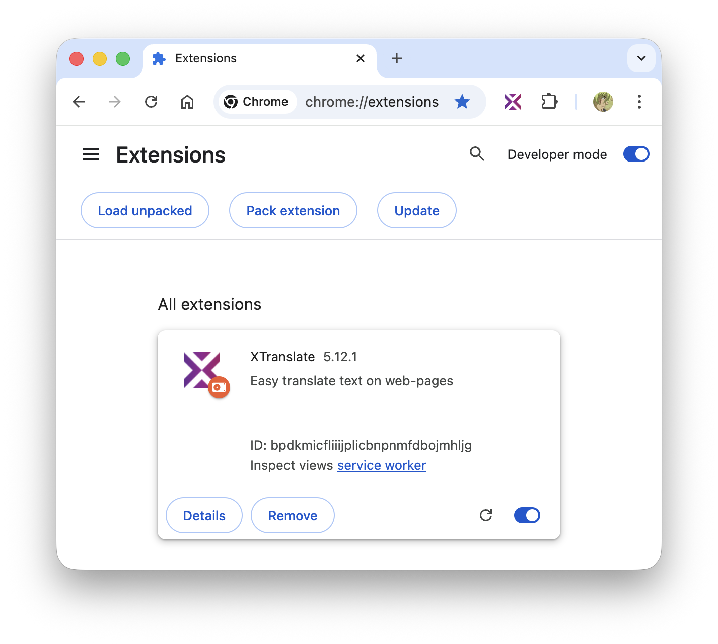 Enable developer mode in Chrome
